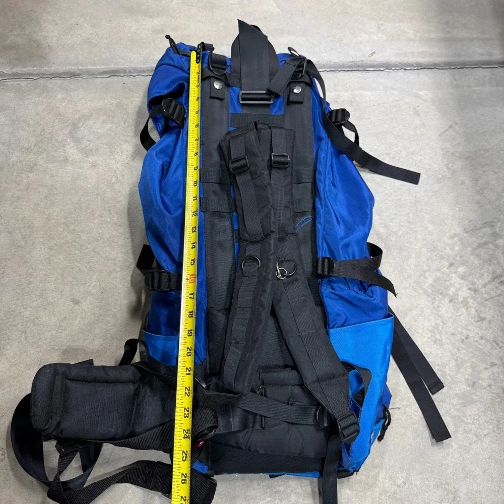 Vintage Jansport Backpack Blue & Black Backpacking Hiking Camping Roughly 26x13